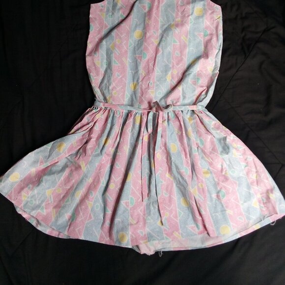 Vintage Rare Editions Abstract Geometric Stripes Pastel Midi Dress Sleeveless - Picture 7 of 7
